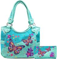 🦋 zelris butterfly embroidery conceal handbag: elegant women's tote bag & wallet combo logo