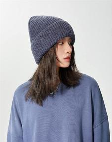 img 2 attached to Lucky Leaf Unisex Warm Slouchy Knitted Striped Skull 🧢 Hat: Perfect Roll-up Edge Cozy Skullcap Beanie for Running and Sports!