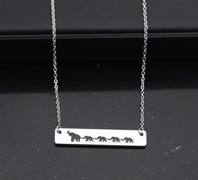 img 2 attached to Kingmaruo Mama Bear/Wolf/Elephant Necklace: Perfect Mama Baby Bar Pendant Gift for Mom & Family