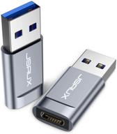 🔌 адаптер usb-c к usb 3.0 (2 шт.), jsaux женский разъем type-c к мужскому разъему usb-a, конвертер usb c 3.1 gen 1 - скорость передачи 5 гбит/с, совместим с ноутбуками, зарядками и устройствами с портами usb-a, серый логотип