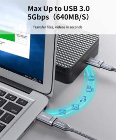 img 2 attached to 🔌 Адаптер USB-C к USB 3.0 (2 шт.), JSAUX Женский разъем Type-C к мужскому разъему USB-A, конвертер USB C 3.1 Gen 1 - скорость передачи 5 Гбит/с, совместим с ноутбуками, зарядками и устройствами с портами USB-A, серый