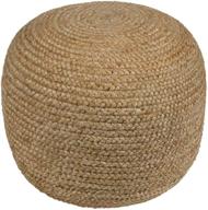 🪑 indian artisans round footrest pouffe stool with jute accent - living room floor ottoman, bedroom, nursery, kidsroom, patio, lounge, gym - 100% cotton material - size: 20x20x14 inches логотип