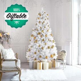 img 3 attached to 🎄 Prextex 6ft White Christmas Tree - 1200 Tips, Premium Hinged Artificial Spruce Snowy Solid White Tree, Lightweight & Easy to Assemble with Metal Stand