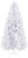 🎄 prextex 6ft white christmas tree - 1200 tips, premium hinged artificial spruce snowy solid white tree, lightweight & easy to assemble with metal stand logo