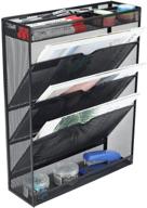 📂 easypag mesh vertical file holder with 3 tiers, hanging organizer, bottom flat tray, and 3 compartments - black логотип