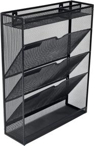 img 2 attached to 📂 EasyPAG Mesh Vertical File Holder with 3 Tiers, Hanging Organizer, Bottom Flat Tray, and 3 Compartments - Black