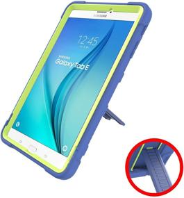 img 1 attached to Samsung Galaxy Tab E 9.6 Case - Sanhezhong Three Layer Hybrid Rugged Heavy Duty Shockproof Anti-Slip Case - Full Body Protection Cover for Tab E Nook 9.6 inch (SM-T560) - Blue/Green