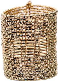 img 4 attached to 💫 Tribal Chic Gold Metal Spiral Cuff/Bracelet: A Stylish Accessory for Girls and Women