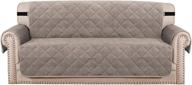 🛋️ h.versailtex extra large velvet plush sofa cover - quilted slipcover protector for 3 cushion couch, non-slip with two elastic straps (x-large 78", taupe) logo