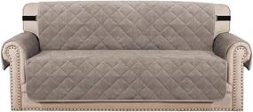 img 4 attached to 🛋️ H.VERSAILTEX Extra Large Velvet Plush Sofa Cover - Quilted Slipcover Protector for 3 Cushion Couch, Non-Slip with Two Elastic Straps (X-Large 78", Taupe)