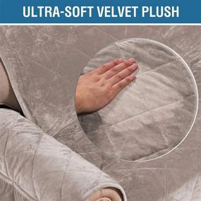 img 1 attached to 🛋️ H.VERSAILTEX Extra Large Velvet Plush Sofa Cover - Quilted Slipcover Protector for 3 Cushion Couch, Non-Slip with Two Elastic Straps (X-Large 78", Taupe)