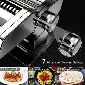 img 2 attached to 🍝 High-Quality Stainless Steel Manual Pasta Maker for Homemade Spaghetti, Fettuccini, Lasagna, and Dumpling Skins - Adjustable Thickness Settings and Sturdy Noodles Cutter with Clamp Included