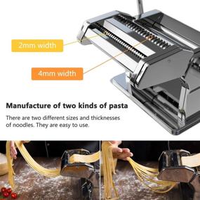 img 1 attached to 🍝 High-Quality Stainless Steel Manual Pasta Maker for Homemade Spaghetti, Fettuccini, Lasagna, and Dumpling Skins - Adjustable Thickness Settings and Sturdy Noodles Cutter with Clamp Included