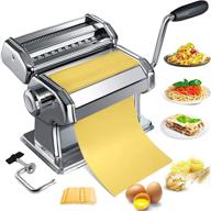 🍝 high-quality stainless steel manual pasta maker for homemade spaghetti, fettuccini, lasagna, and dumpling skins - adjustable thickness settings and sturdy noodles cutter with clamp included logo