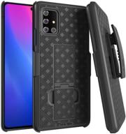 samsung galaxy a71 5g holster case with belt clip - slim heavy duty combo - phone cover with kickstand - black logo