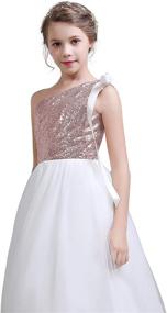 img 1 attached to 👗 Fairy Girl Junior Bridesmaid Dresses: Sparkling Sequined Flower Girl Dresses in Tulle for Wedding Party & Pageant - A-line Floor Length Gowns