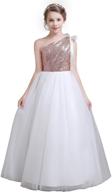 👗 fairy girl junior bridesmaid dresses: sparkling sequined flower girl dresses in tulle for wedding party & pageant - a-line floor length gowns logo