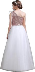 img 3 attached to 👗 Fairy Girl Junior Bridesmaid Dresses: Sparkling Sequined Flower Girl Dresses in Tulle for Wedding Party & Pageant - A-line Floor Length Gowns