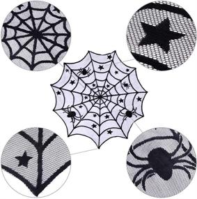 img 1 attached to AerWo Halloween Lace Table Topper Cloth - 40-Inch Black Spider Design for Spooktacular Halloween Table Decorations