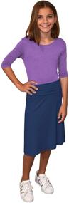 img 3 attached to 👗 Stylish and Modest: Kosher Casual Girl's A-Line Skirt - Knee Length with Foldover Waist