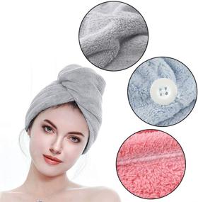 img 2 attached to Quick Dry Hair Towel Wrap, 3PCS 9.5X25 inch Microfiber Hair Towel Wrap, Rapid Drying Hair Towel (3 Colors)