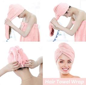 img 1 attached to Quick Dry Hair Towel Wrap, 3PCS 9.5X25 inch Microfiber Hair Towel Wrap, Rapid Drying Hair Towel (3 Colors)