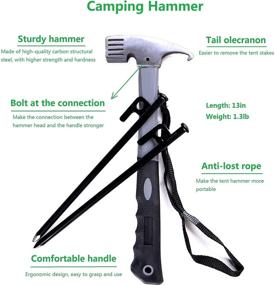 img 3 attached to 🏕️ Heavy Duty Tent Stakes and Camping Hammer Set - 8pcs 10in Forged Steel Stakes with 12in Hammer - Includes Storage Pouch - Ideal for Rocky Places, Deserts, Snowfields, and Grasslands