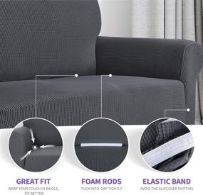 img 2 attached to 🛋️ ZNSAYOTX Super Stretch Couch Cover: Universal Sofa Covers for Dogs - Pet Friendly Furniture Protector in Dark Grey (Sofa)