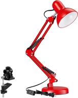 🔴 torchstar metal swing arm desk lamp: adjustable with clamp, architect gooseneck pixar lamp for bedroom, study, home office – red finish, e26 & e27 base, replaceable bulbs, multi-joint design логотип