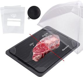 img 4 attached to 🥩 GEMITTO Rapid Thawing Tray for Frozen Meat - Fast Defrosting Plate for Quick and Safe Defrosting of Frozen Food - Thawing Board for Meat, Pork, Beef, Fish - Mother's Day Gift