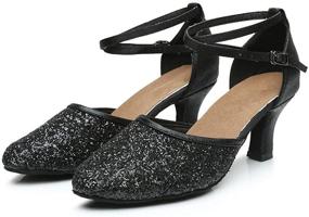 img 3 attached to GetMine Womens Heeled Ballroom Sequin Women's Shoes and Athletic