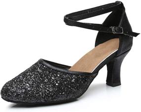 img 4 attached to GetMine Womens Heeled Ballroom Sequin Women's Shoes and Athletic