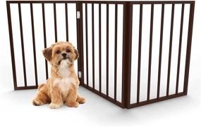 img 4 attached to Indoor Dog Fence - PETMAKER Pet Gate Collection: Versatile, Freestanding & Folding Wooden Dog Gate for Doorways, Stairs, and House