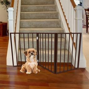 img 3 attached to Indoor Dog Fence - PETMAKER Pet Gate Collection: Versatile, Freestanding & Folding Wooden Dog Gate for Doorways, Stairs, and House