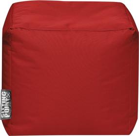 img 4 attached to 🔴 Sitting Point Gouchee Home Brava Cube Collection: Stylish Red Polyester Upholstered Square Pouf/Ottoman