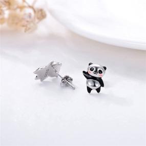 img 3 attached to POTOPYY 925 Sterling Silver Animal Earrings: Adorable Studs for Girls & Animal Lovers