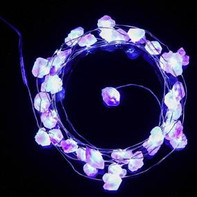 img 3 attached to 🔮 10ft Purple Amethyst Crystal Stone Fluorite String Light with 40 LEDs – Battery Powered, 12 Modes, Remote Control, Timer Decor for Wedding, Birthday Party, Holiday, Festive Home, Bedroom, Garden