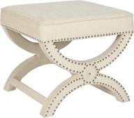 🛋️ safavieh mcr4645 mystic cream upholstered ottoman: a stylish and versatile addition! logo