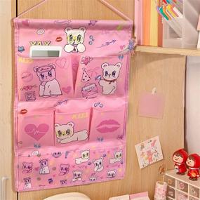 img 1 attached to 👗 Red Wall Door Closet Hanging Organizer - Cute Storage Bag with 7 Pockets for Clothes, Toys, Sundries - Perfect Gift for Girls and Women - Hanging Closet Organizer