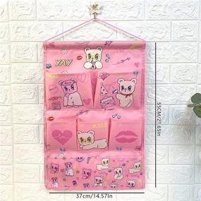 img 3 attached to 👗 Red Wall Door Closet Hanging Organizer - Cute Storage Bag with 7 Pockets for Clothes, Toys, Sundries - Perfect Gift for Girls and Women - Hanging Closet Organizer