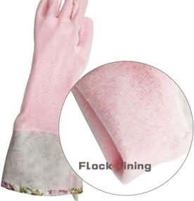 img 3 attached to 🧤 KINGFINGER Reusable Dishwashing Gloves: Waterproof, Long Cuff, Flock-Lined Cleaning Gloves - 2 Pair (Large)