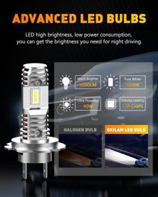 img 2 attached to 🔆 OXILAM Mini Size H7 LED Bulbs, 6000K White Super Bright CSP Chips Conversion Kit, Wireless Replacement Halogen Light Bulb - Pack of 2