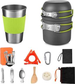 img 4 attached to 🏕️ G4Free Camping Cookware Stove Mess Kit: 13-Piece Set for Backpacking, Camping, Hiking, and Picnics - Cooking Pot Pan Bowl, Mini Stove, Stainless Steel Cup, Knife Fork Spoon Included