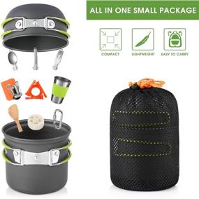 img 2 attached to 🏕️ G4Free Camping Cookware Stove Mess Kit: 13-Piece Set for Backpacking, Camping, Hiking, and Picnics - Cooking Pot Pan Bowl, Mini Stove, Stainless Steel Cup, Knife Fork Spoon Included