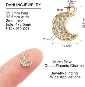 img 2 attached to DanLingJewelry 50-Piece Clear Moon Charms - Real 18K Gold Plated Micro Pave Cubic Zirconia Charms (9x6.5mm) for Jewelry Making