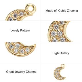 img 1 attached to DanLingJewelry 50-Piece Clear Moon Charms - Real 18K Gold Plated Micro Pave Cubic Zirconia Charms (9x6.5mm) for Jewelry Making