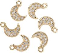 danlingjewelry 50-piece clear moon charms - real 18k gold plated micro pave cubic zirconia charms (9x6.5mm) for jewelry making logo