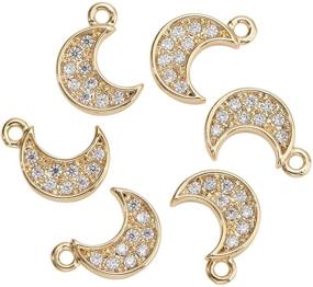 img 4 attached to DanLingJewelry 50-Piece Clear Moon Charms - Real 18K Gold Plated Micro Pave Cubic Zirconia Charms (9x6.5mm) for Jewelry Making