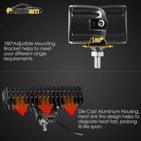 img 2 attached to 🚧 Partsam 6" LED Light Bar Super Bright Spot Work Light Pods White Off Road Driving Floodlight Waterproof for SUV, ATV, Truck, Golf Cart - 36W, 6500K, Single Row, 12V/24V, IP67 (2pcs)