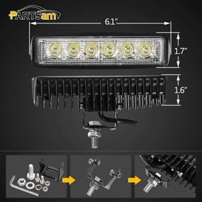 img 3 attached to 🚧 Partsam 6" LED Light Bar Super Bright Spot Work Light Pods White Off Road Driving Floodlight Waterproof for SUV, ATV, Truck, Golf Cart - 36W, 6500K, Single Row, 12V/24V, IP67 (2pcs)